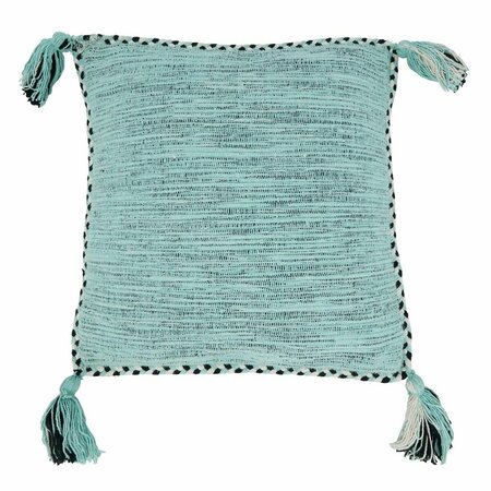 SARO 18 in. Braided Border Tassel Square Throw Pillow with Poly Filling 2032.MN18SP